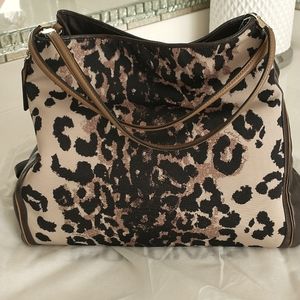 Coach Edie shoulder bag pebble leather and leopard print in nylon